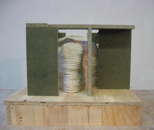  Spatial Study 2, 2007,stoneware ceramic and green faced chipboard, 47cm (H),EKWC