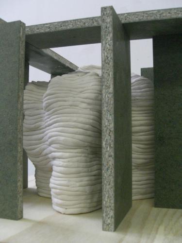Spatial Study 3, 2007,stoneware ceramic and green faced chipboard, 47cm (H),EKWC