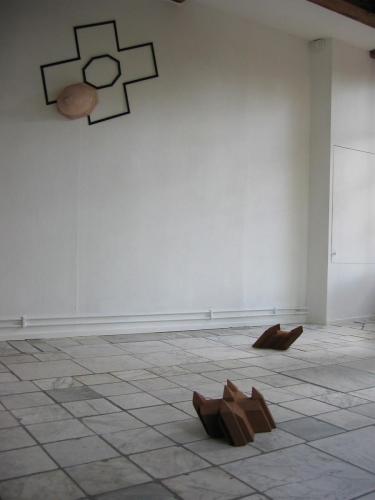 Dome, Mighty Mite 1 and 2 polyester resin on card, formica, 132cm (L), and cast iron, 28 and 26cm (L), 2003