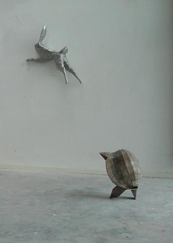 Festina lente 1, aluminium hare 76cm (L), bronze tortoise 46cm (H) 2004