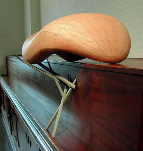 Pillowform and Structure. Polyester resin on card, painted wood, 55cm (H), 2001/4