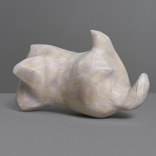 "Cat and Crocodile Compressed", 2011, polyester gel on folded card, 70cm (L); morph or scans of cat and crocodile