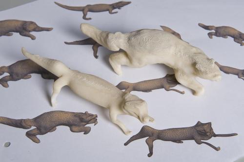 2 rapid prototype samples from a warping sequence of morphs of cat and crocodile scans